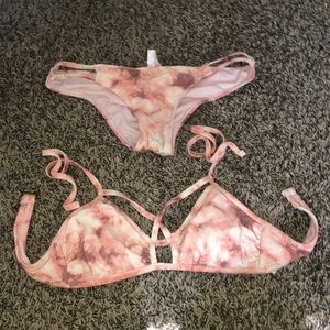 pink marble bikini bathing suit